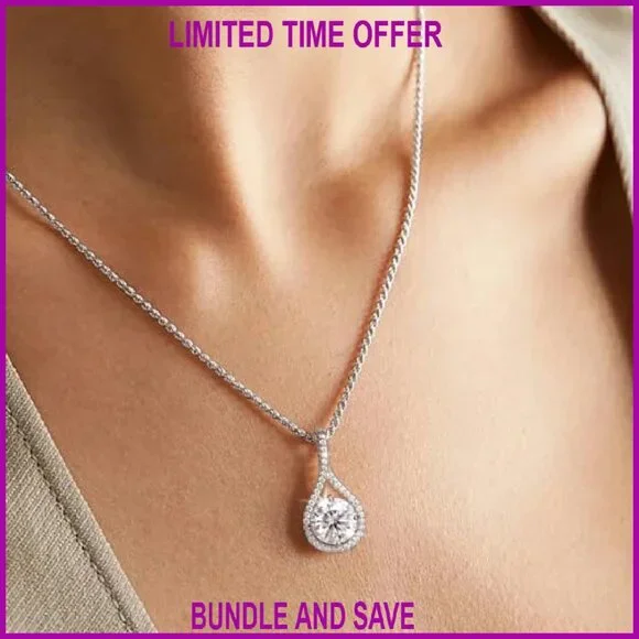 Sterling Silver Moissanite Pendant Necklace 0.5-6.0CT Anniversary Gift